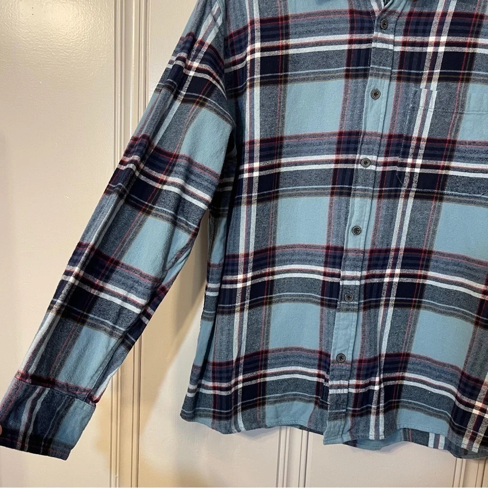 Eddie Bauer Men’s Button Down‎ Flannel Blue Plaid Size XL - Picture 6 of 13